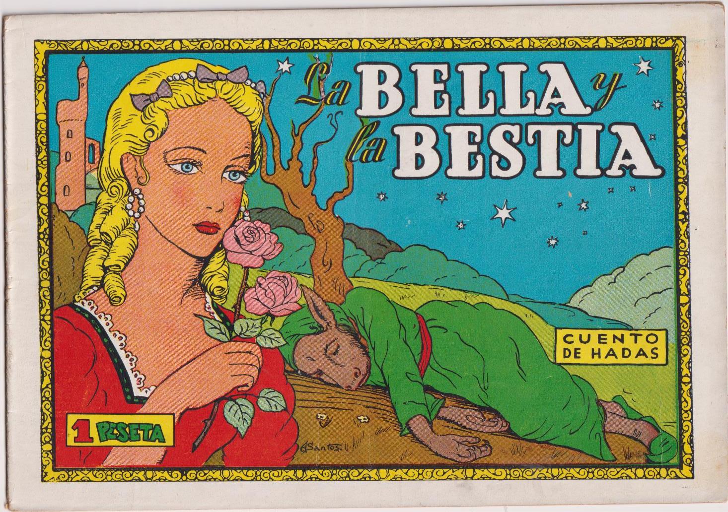 La Bella y la Bestia. Cuadernos Selectos Cisne nº 46. Cliper 1942. MUY DIFÍCIL. Portada de A. Santos