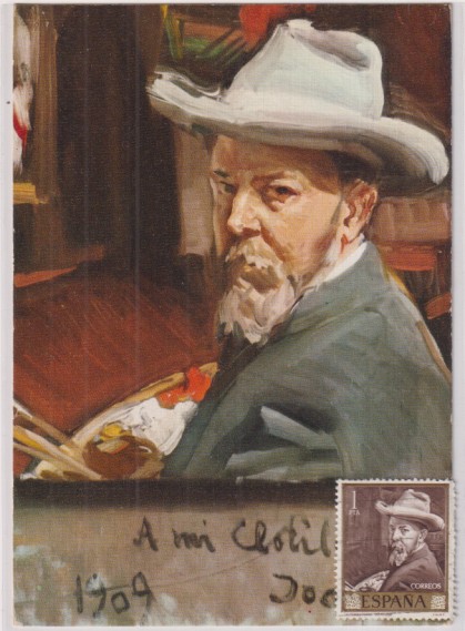 Postal. joaquím sorolla.- auto retrato con su sello sin matasellar