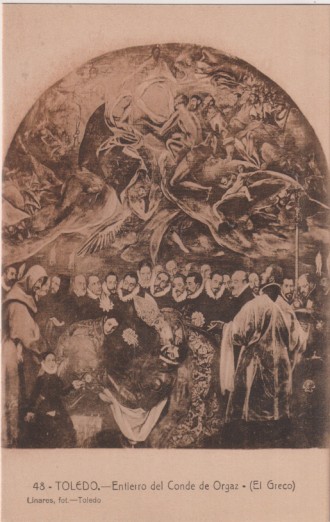 Foto-Postal. 48- Toledo.- Entierro del Conde de Orgaz (El Greco) Fot. Linares. Toledo