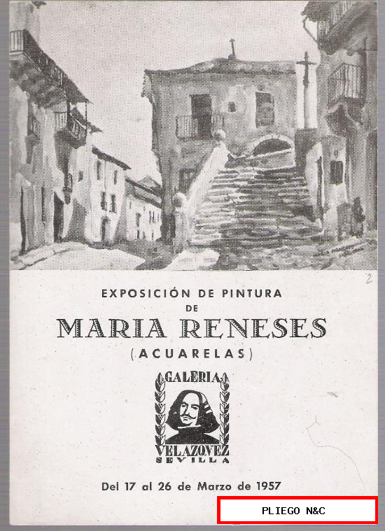 Catalogo-Invitación. Exposición de Pintura de María Reneses. Sevilla 1957