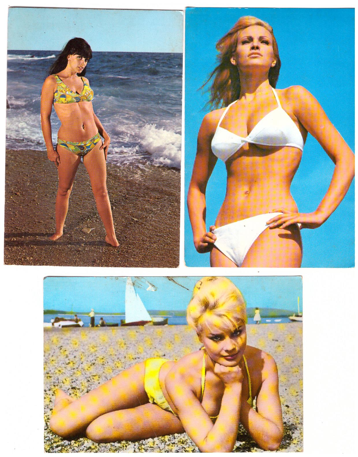 Lote de 3 Postales: Raquel Welch, Corine Tspei y Elke Sommer. Años 60
