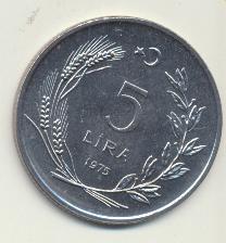 Turquía. 5 Liras 1975. SC