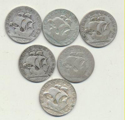 Portugal. 2, 50 Escudos. AR. 1932, 1940, 1943, 1944, 1945 y 1947