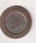 Moneda de Necesidad a ficha Francesa. A consommer 20 Cs. (AE 20 mms.) R/J E