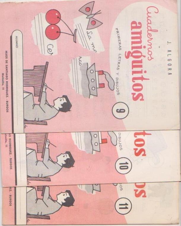 Cuadernos Amiguitos nº 9, 10 y 11. Hijos de Santiago Rodríguez- Burgos 1962. SIN USAR