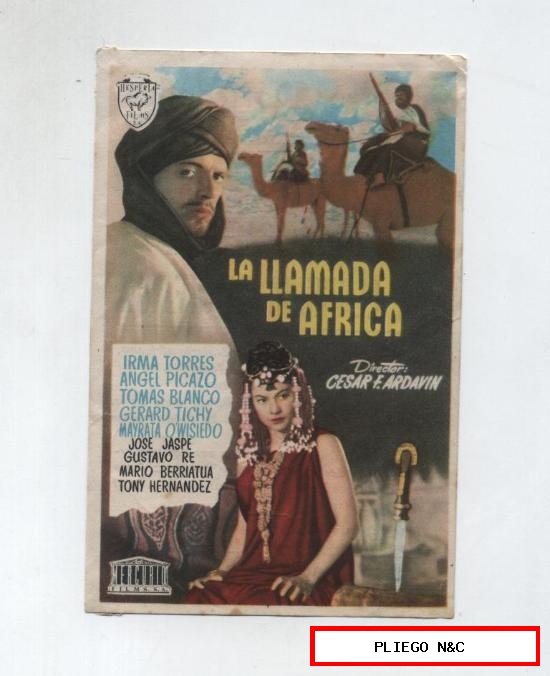 La llamada de África. Sencillo de Mercurio. Teatro Variedades 1952