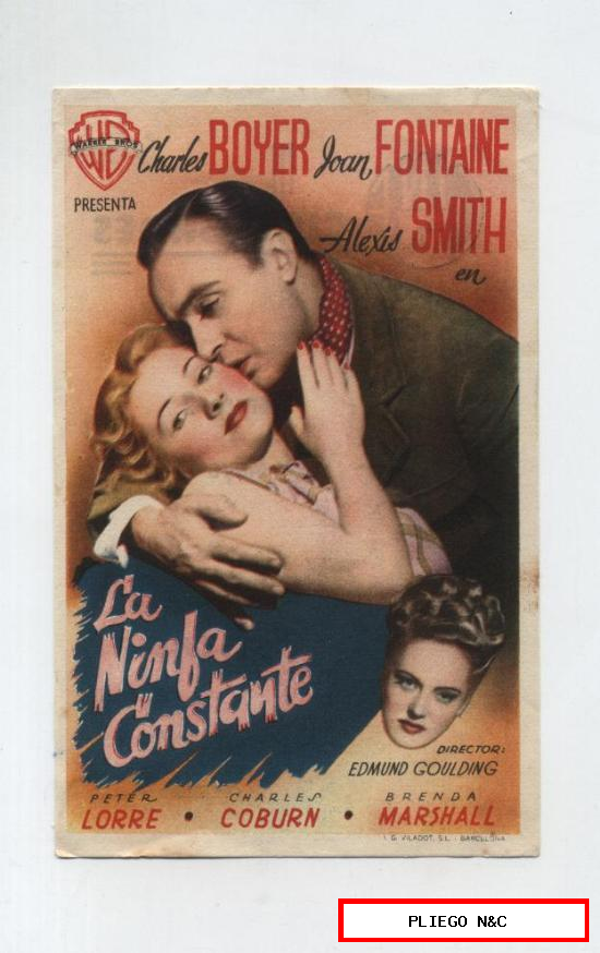 La ninfa Constante. Sencillo de WB. Cine Gades 1947