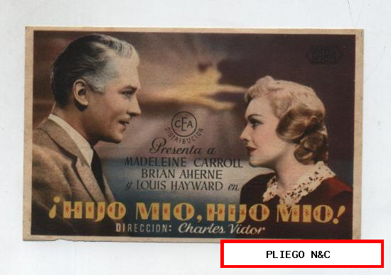 ¡Hijo mío, hijo mío! Sencillo de United Artists. Cine Municipal (Cádiz) 1945