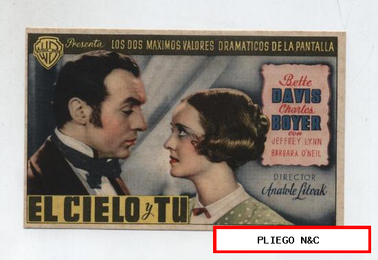 El Cielo y Tu. Sencillo de WB. Cine Gades (Cadiz9 1946