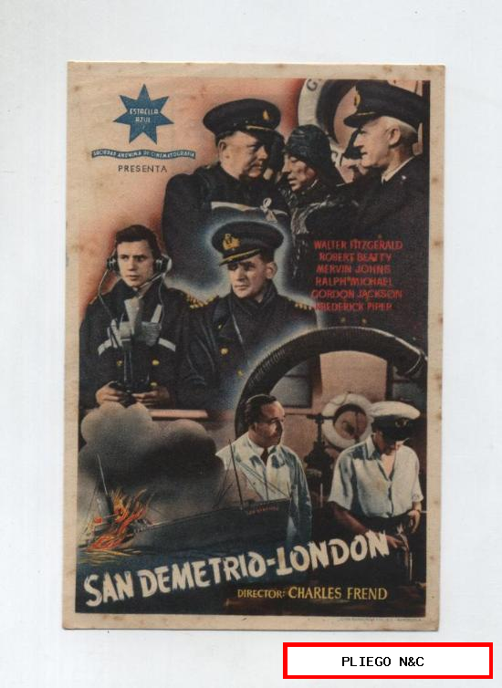 San Demetrio-London. Sencillo de Estrella Azul. Cine Municipal (Cádiz) 1945