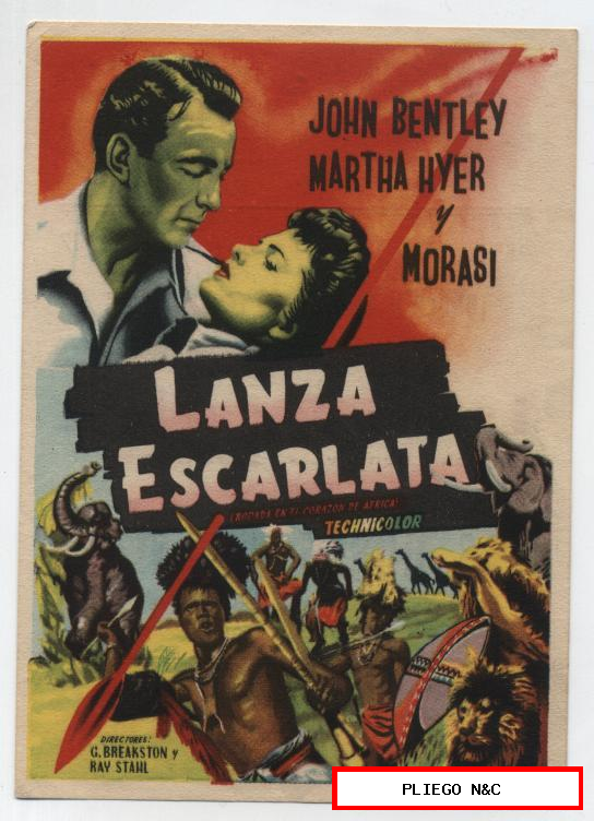 Lanza Escarlata. programa sencillo. Cinema Martinense 1957