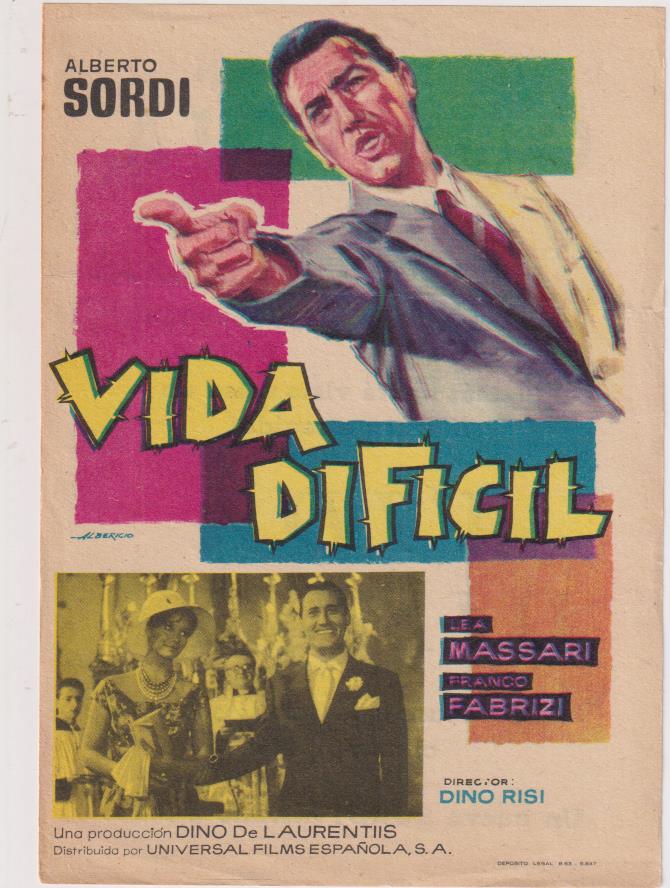 Vida Dificil. Sencillo grande de Universal. Cine Comedia, 1963