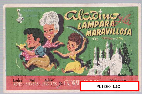 Aladino y la Lámpara maravillosa. Sencillo de Columbia Publicidad de estreno empresa Martín, 1948