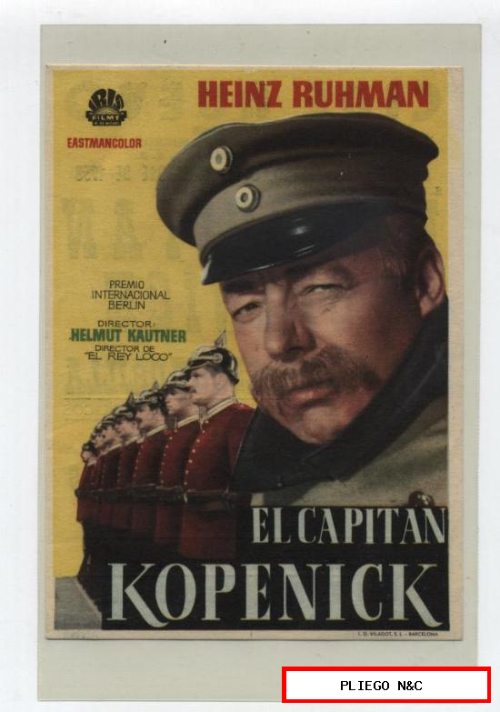 El capitán kopenick. Sencillo de Iris Films. Cine Nuevo 1958. ¡IMPECABLE!
