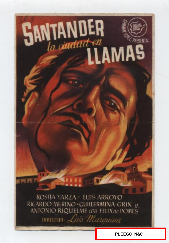 Santander la ciudad en llamas. Sencillo de German López. Cine Alkázar, 1944
