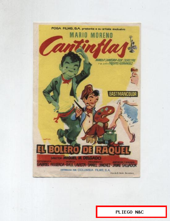 Cantinflas-El bolero de Raquel. Sencillo de Columbia. Cine Nuevo Vich