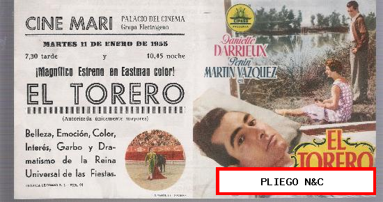 El Torero. Doble de Cifesa. Cine Mari-León 1955