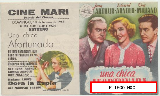 Una chica afortunada. Doble de Cifesa. Cine Mari-León 1946