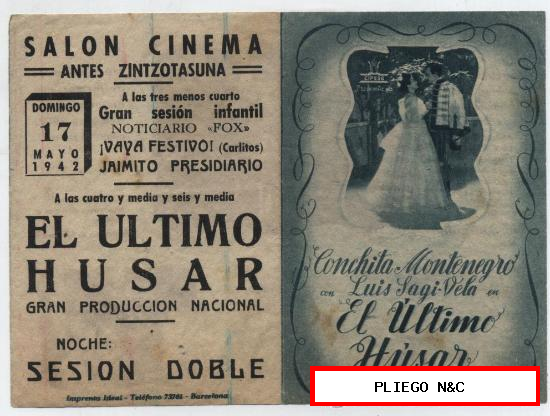 El último Húsar. Programa Doble. Salón Cinema 1942