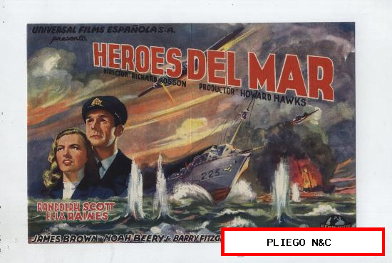 Héroes del mar. Sencillo grande de Universal. Cine Mari-León 1946
