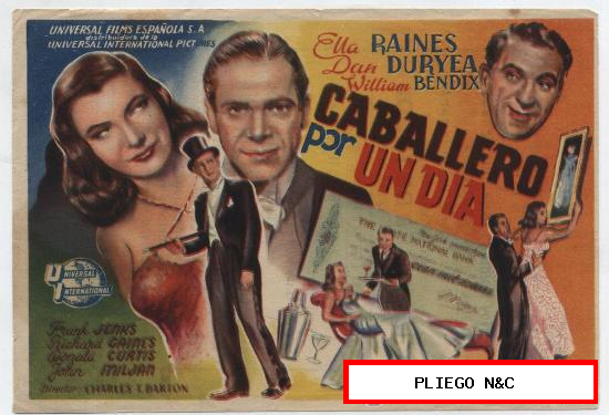 Caballero por un día. Sencillo de Universal International. cine Español-Andújar 1948