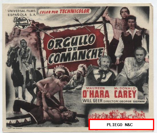 Orgullo comanche. Sencillo de Universal international. Cine Mari-León 1951