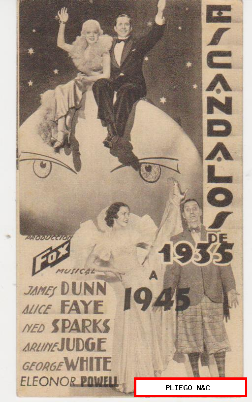 Escándalos de 1935 a 1945. Programa tarjeta de Fox. Teatro Cine Nuevo 1942