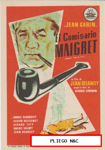 El Comisario Maigret. Sencillo de Cifesa. Cine Avenida-Valencia 1959. ¡IMPECABLE!