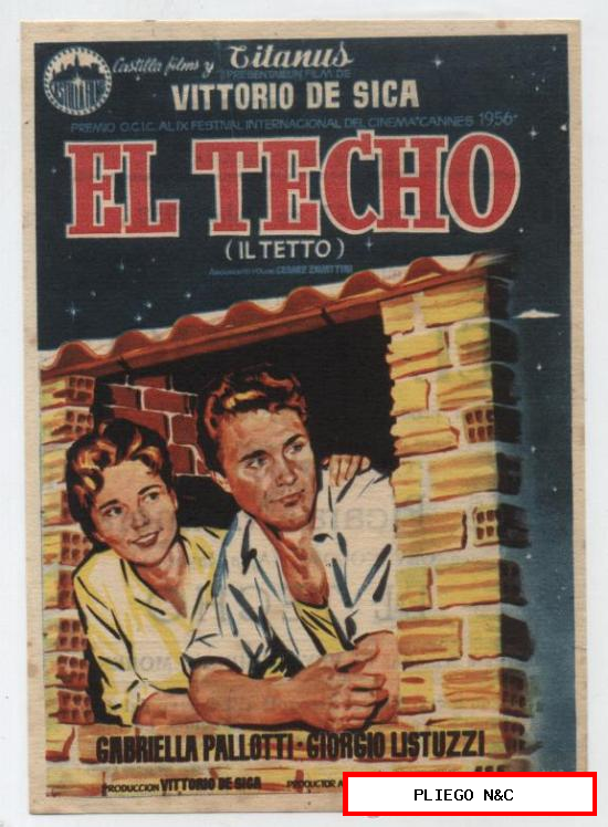 El Techo. programa sencillo. Cine Avenida-Don Benito 1958