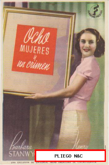 Ocho mujeres y un crimen. Sencillo de Filmófono. Cine Principal-Palencia 1944