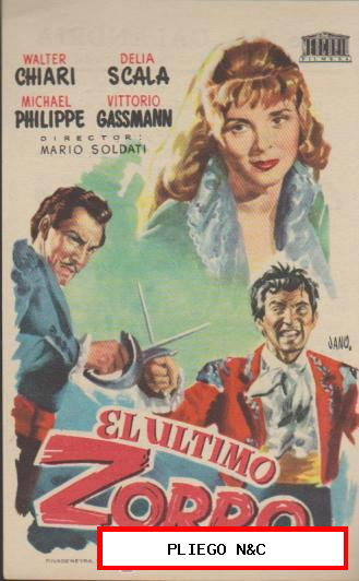 El Último Zorro. Sencillo de Mercurio. Cine La Calandria-Masnou 1954. ¡IMPECABLE!
