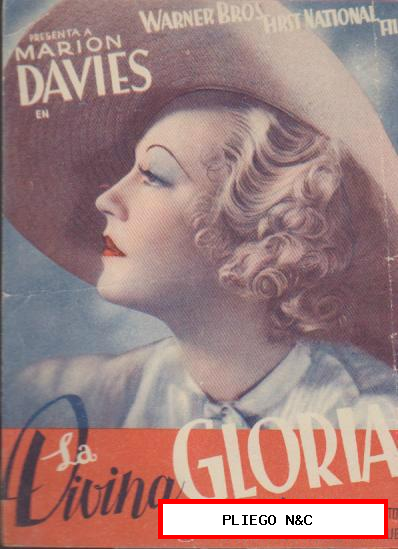 La Divina Gloria. doble de WB. Cine Gades-Cádiz 1936