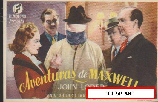 Aventuras de Maxwell. Sencillo de Filmófono. Cine Mari-León 1944. ¡IMPECABLE!