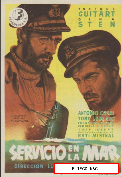 Servicio en la Mar. Sencillo de Filmófono. Cine Mari-León 1951