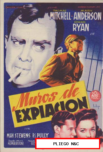 Muros de Expiación. Soligó. De 20Th Century fox. Cine Mari-León 1947. ¡IMPECABLE!