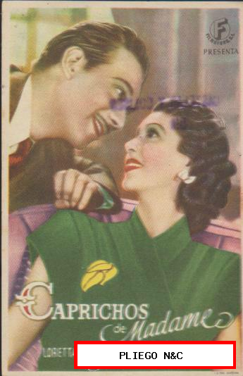 Caprichos de Madame. Sencillo de Filmófono. Cines Castelar y Coliseo 1946