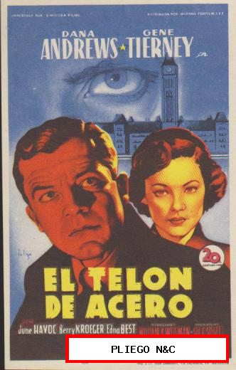 El Telón de Acero. Soligó. Sencillo de 20Th Century. Cine Mari-León 1948 ¡IMPECABLE!