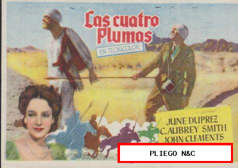 Las cuatro Plumas. Sencillo sin distribuidora. Cine Mari-León 1950. ¡IMPECABLE!