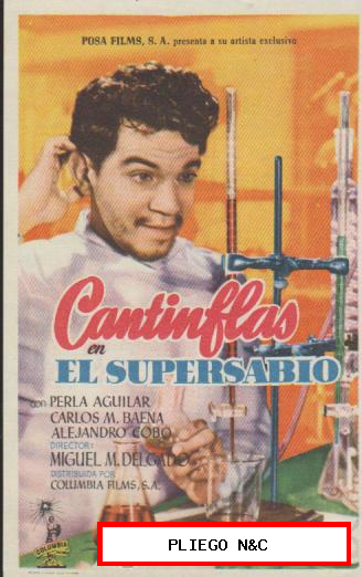 Cantinflas en El Supersabio. Sencillo de Columbia. Cine Mari-León 1955. ¡IMPECABLE!