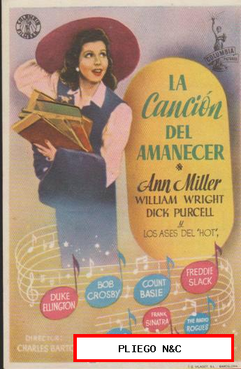 La Canción del amanecer. Sencillo de Columbia. Cine Casino-Masnou 1946