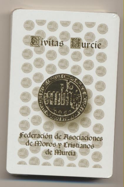 Baraja Española. Publicidad de la Federación de Asociaciones de Moros y Cristianos de Murcia. Civitas Murcie. PRECINTADO