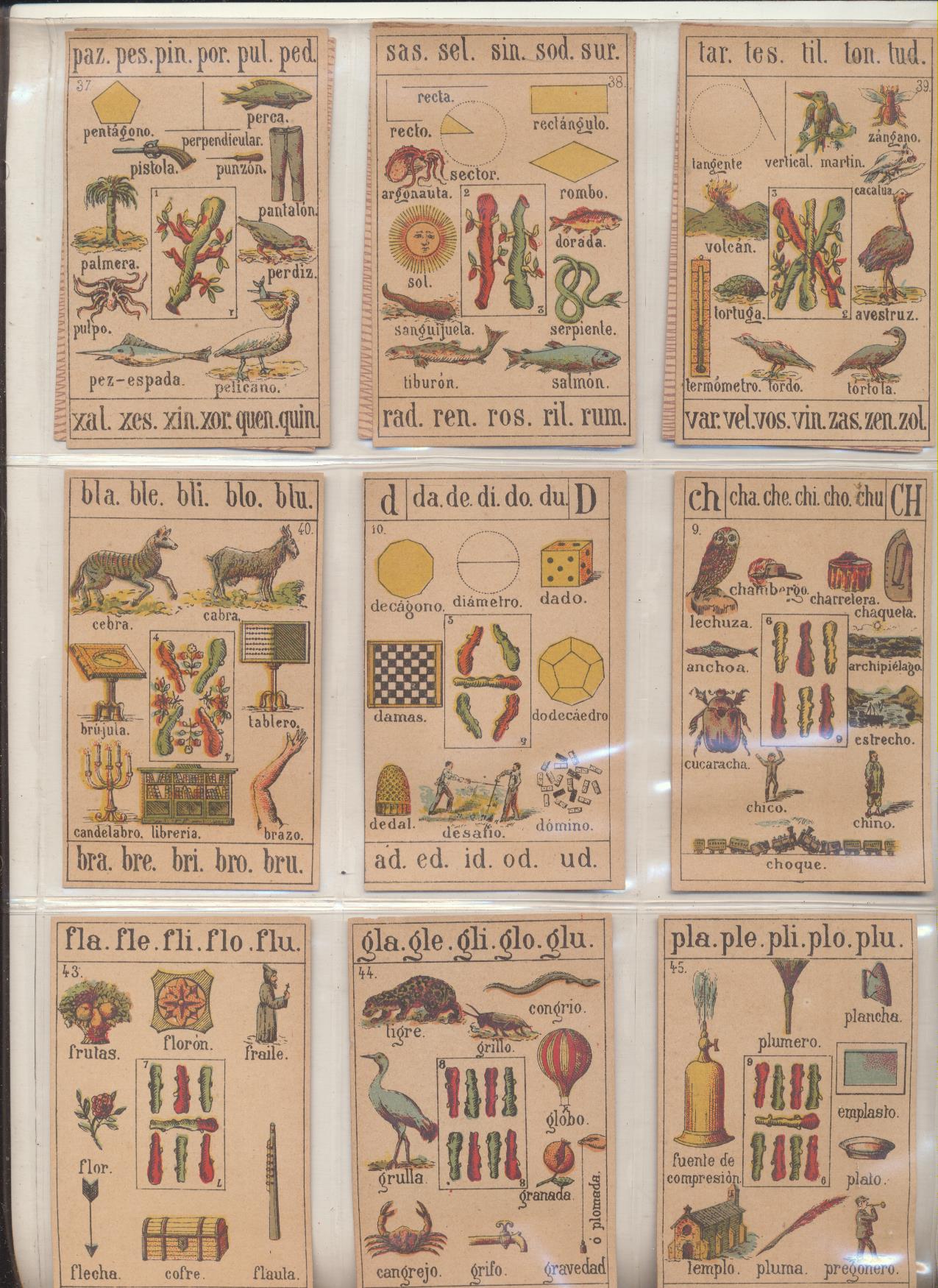 Baraja Recreo Infantil. 48 cartas. Completa. Naipes Instructivos. Palamós Gerona, Siglo XIX. MUY ESCASA ASÍ