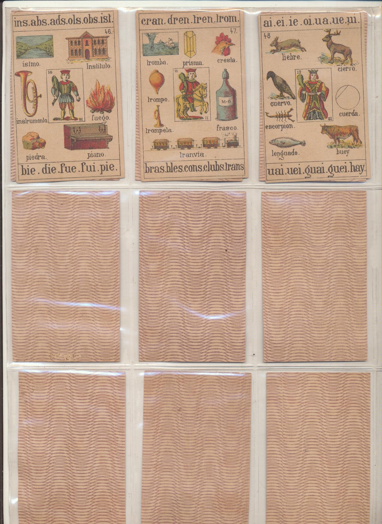 Baraja Recreo Infantil. 48 cartas. Completa. Naipes Instructivos. Palamós Gerona, Siglo XIX. MUY ESCASA ASÍ