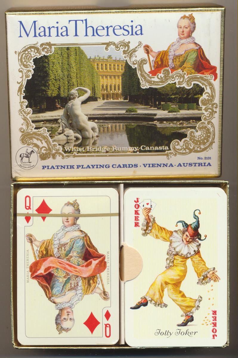 Estuche con Doble Baraja póker. Maria Theresia. Piatnik. Playing Cards. Viena. SIN USAR