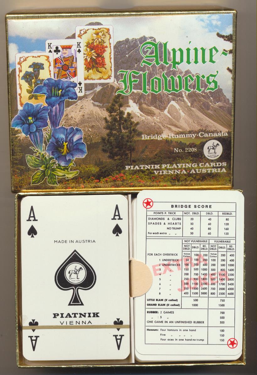 Estuche con Doble Baraja póker. Alpine Flowers. Piatnik Playing Cards. SIN USAR. Una Precintada