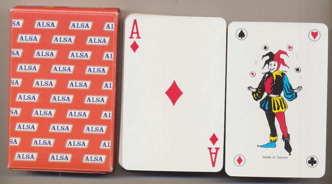 Baraja de Póker. 54 cartas. Publicidad de Alsa. Made in Taiwán. SIN USAR