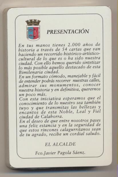 Baraja Turística de Calahorra. 54 cartas. Año 2000. Precintada