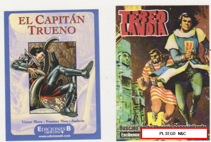 Capitán Trueno. Lote de 2 Pegatinas (8x6) Ediciones B y Tebeolandia. SIN USAR