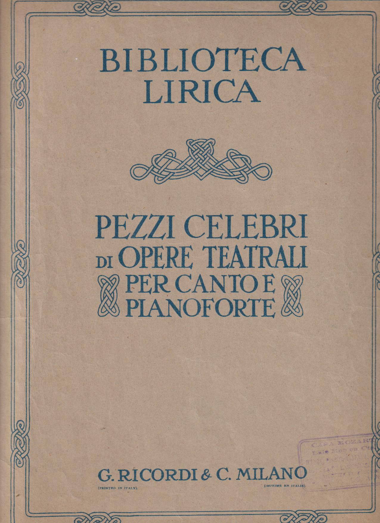 Biblioteca Lírica. Pezzi Celegri di Opere Teatrali Le Nozze di fígaro di Mozart (31x24) 4 páginas