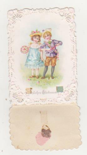 Tarjeta desplegable de Felicitación. (11x8) Alemania circa 1900